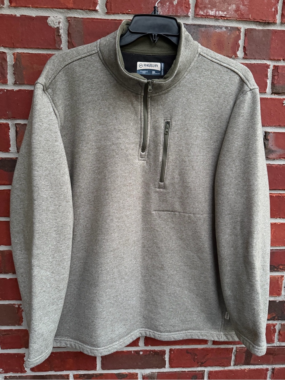 Magellan Outdoors Mens 2XL Classic Fit Heather Green 1/4-Zip Pullover Sweater P5
